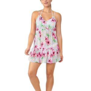 Miken Swim Juniors' Adjustable Floral-Print Cover-Up Multicolor Small NWT